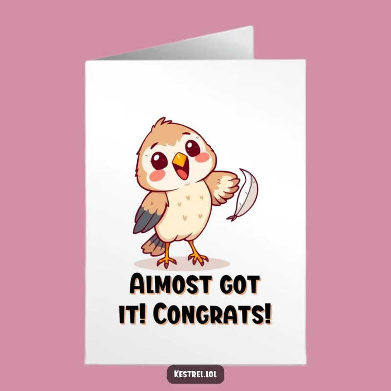 Free Printable Congrats Card: Kestrel Catching Feather Funny Downloadable Gift