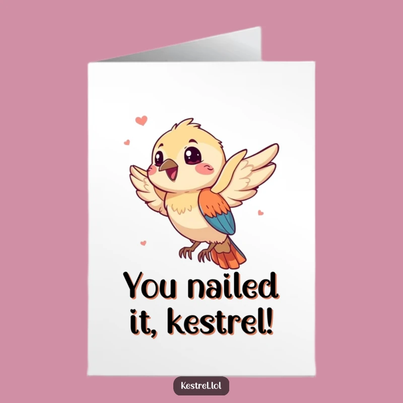 Free Printable Congrats Card: Gleeful Kestrel Breeze Funny Downloadable Kestrel Gift