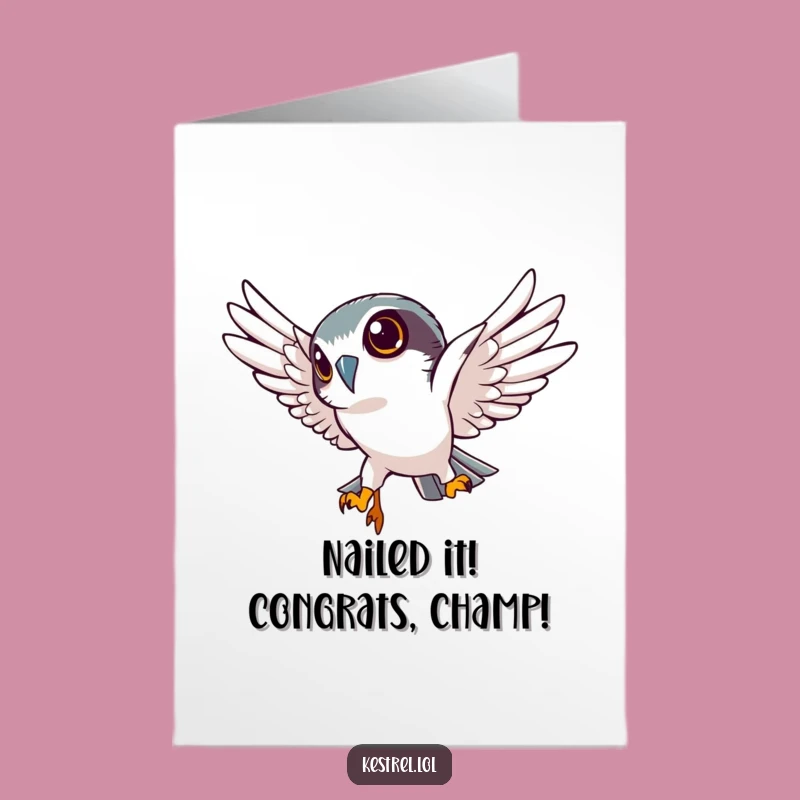 Free Printable Kestrel Congrats Card: Funny Focused Flyer Downloadable Greeting