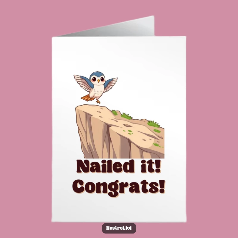 Free Printable Congrats Card: Focused Kestrel Landing for Your Success
