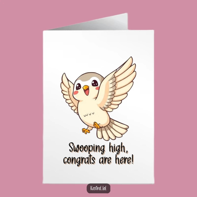 Free Printable Congrats Card: Kestrel's celebratory Swoop, Humorous Downloadable