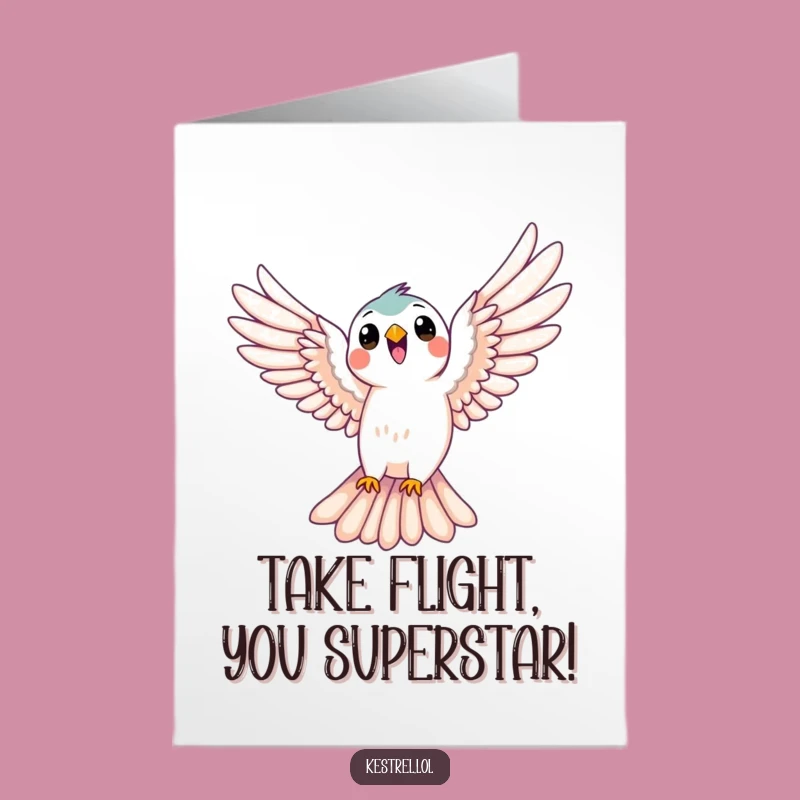Free Printable Kestrel Congrats Card: Funny Soaring Bird for Achievement Downloadable