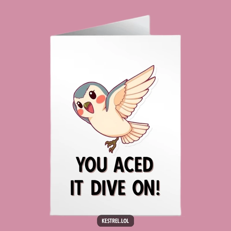Free Printable Kestrel Congrats Card: Funny Diving Bird Downloadable