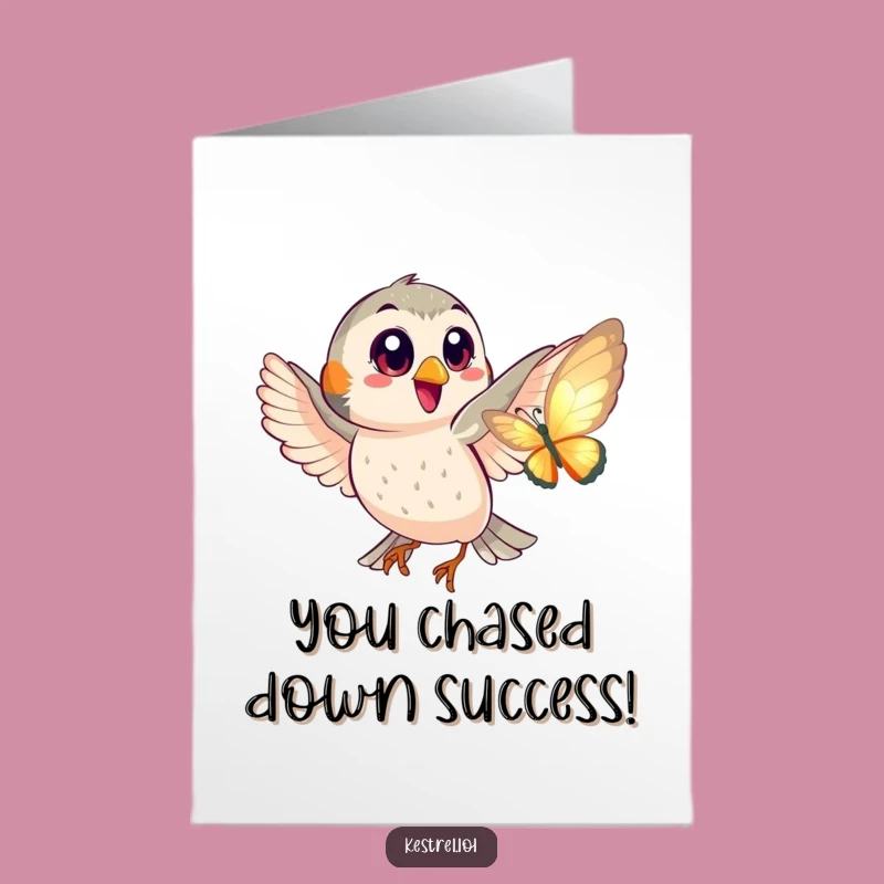 Free Printable Congrats Card: Kestrel Butterfly Pursuit Downloadable Humorous Gift