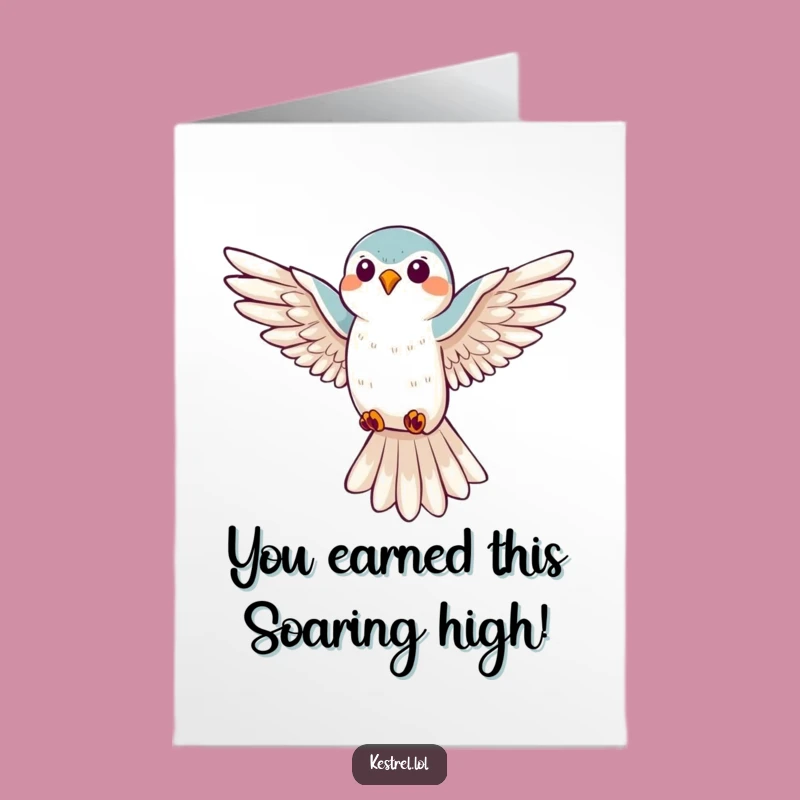 Free Printable Kestrel Congrats Card: Funny Hovering Bird Downloadable