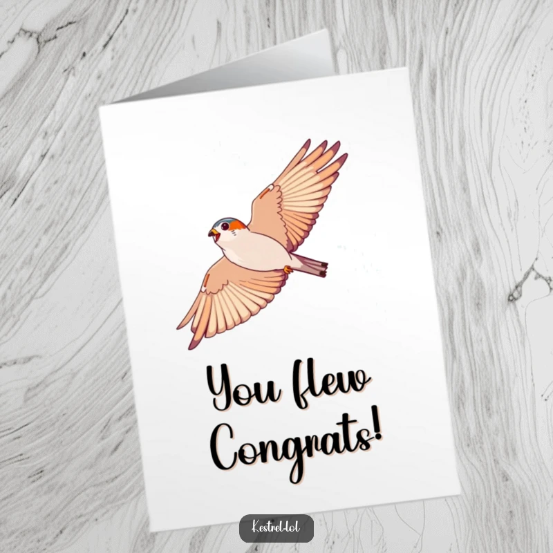 Funny Free Printable Congrats Card: An energetic kestrel soars, celebrating their outstanding accomplishments.