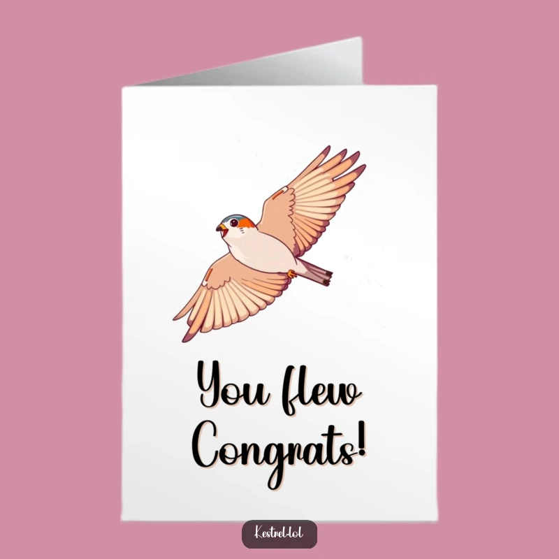 Free Printable Kestrel Congrats Card: Funny Soaring Bird Downloadable