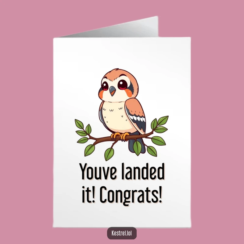 Free Printable Kestrel Card: Perched & Proud, Congrats DIY Downloadable Gift