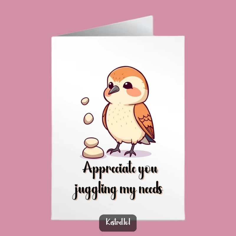 Free Printable Juggling Kestrel Thank You Card: Funny Downloadable Gift