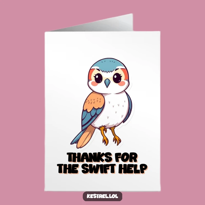 Free Printable Kestrel Card: Swooping Thanks, Funny Downloadable Gift for Swift Gratitude