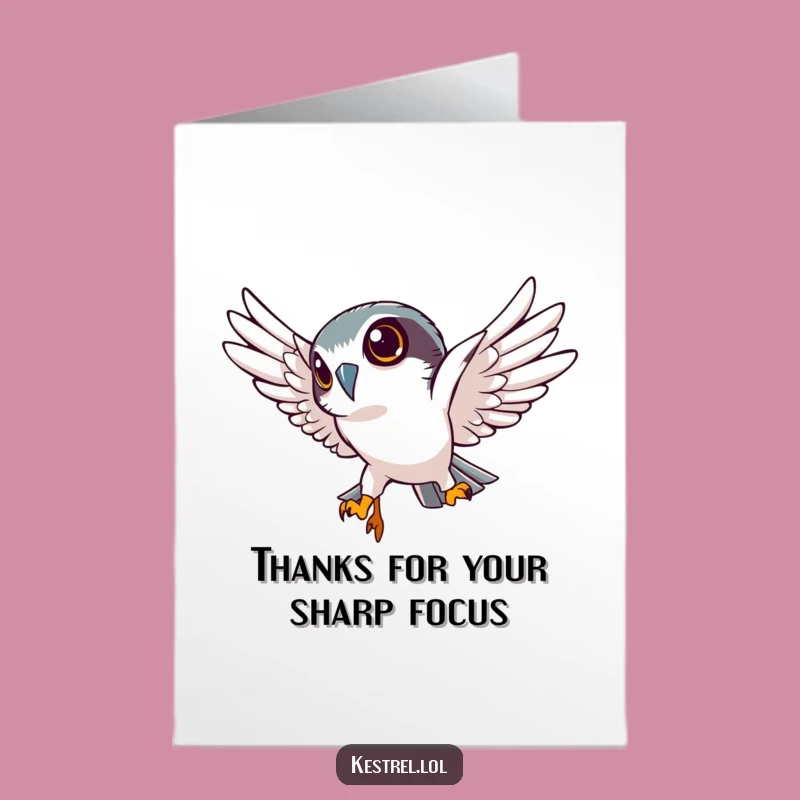 Free Printable Kestrel Thank You Card: Funny Focused Flyer Downloadable Greeting