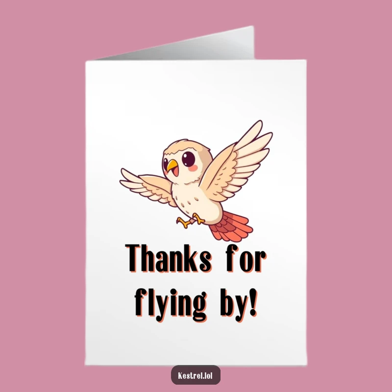 Free Printable Kestrel Thank You Card: Funny Sideways Bird for Gratitude Downloadable