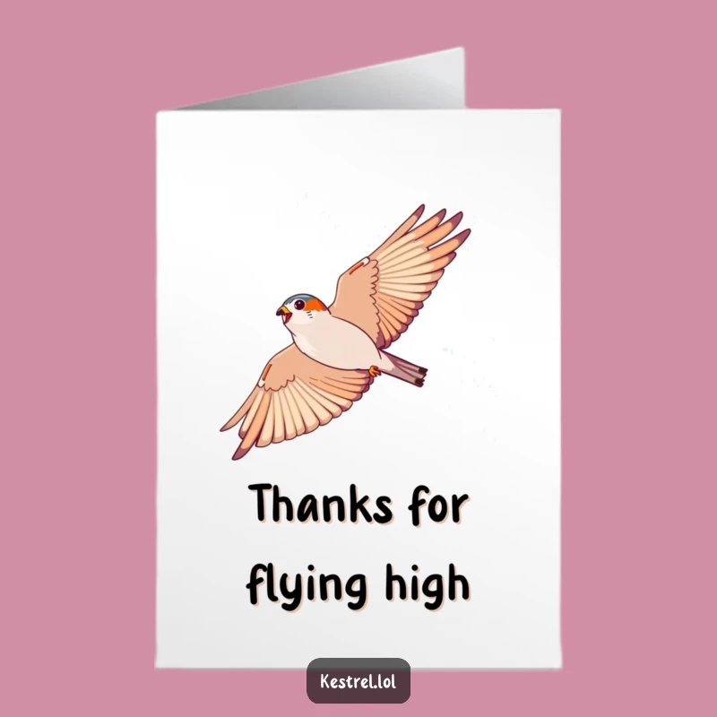 Free Printable Kestrel Thank You Card: Funny Soaring Bird Downloadable