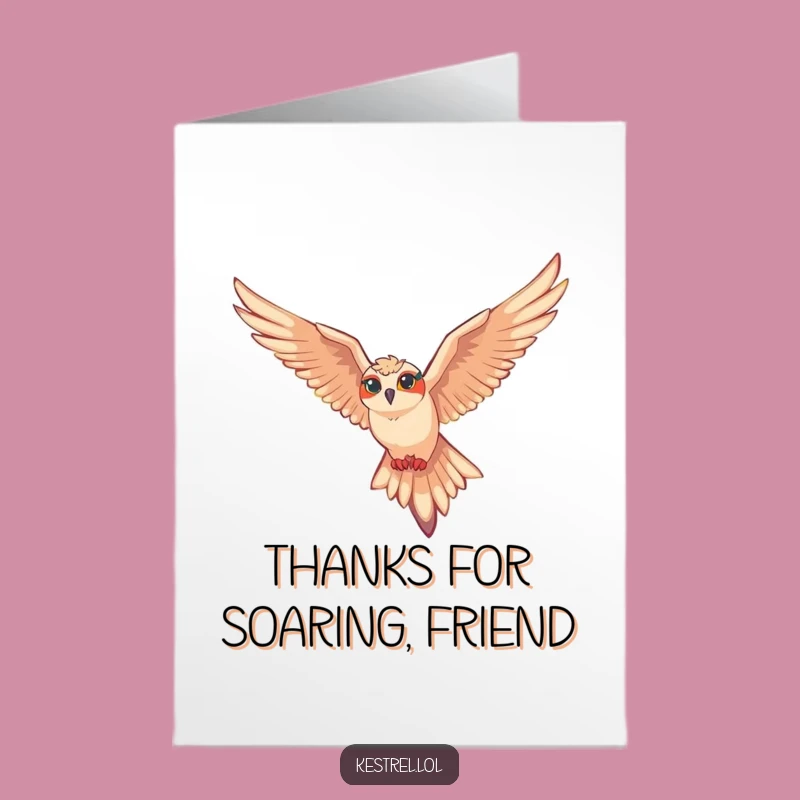 Free Printable Thank You Card: Funny Kestrel Gliding to Express Your Gratitude