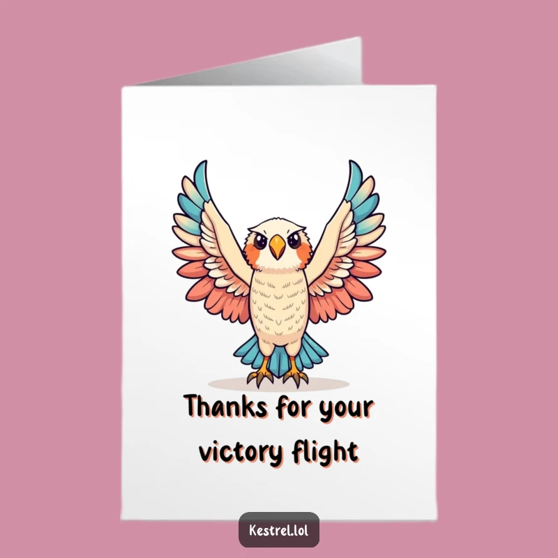 Free Printable Thank You Card: Triumphant Kestrel Raising Wings in Gratitude