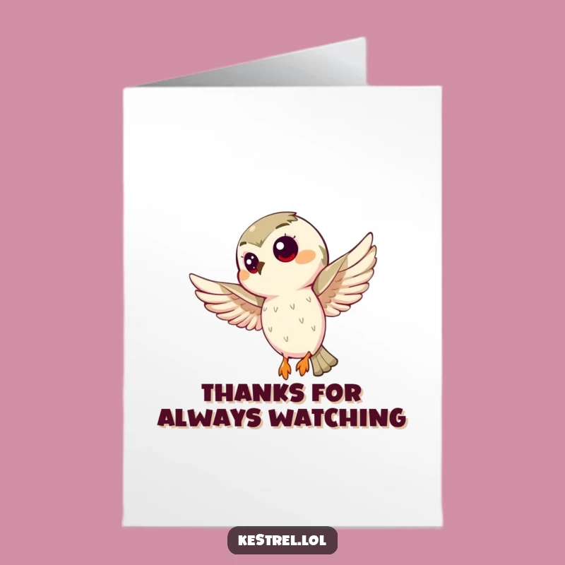 Free Printable Thank You Kestrel Card: Grateful Bird Perched, A Thoughtful DIY Downloadable Gift