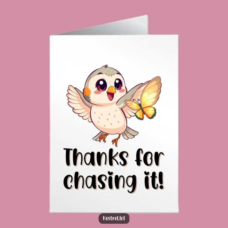 Free Printable Thank You Card: Kestrel Butterfly Play Humorous Downloadable