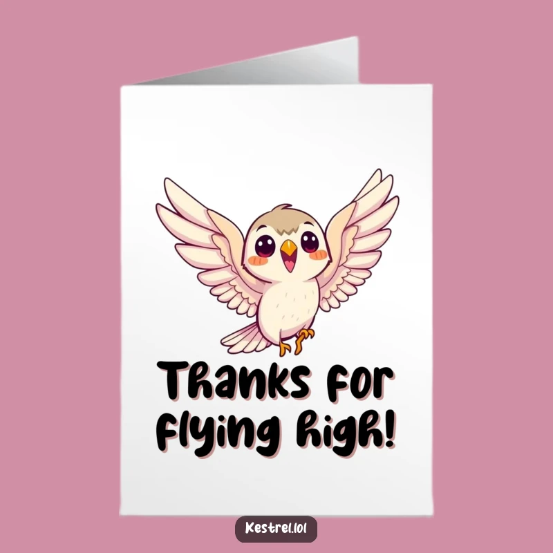 Free Printable Smiling Kestrel Thank You Card - Funny Downloadable Soaring Bird Appreciation