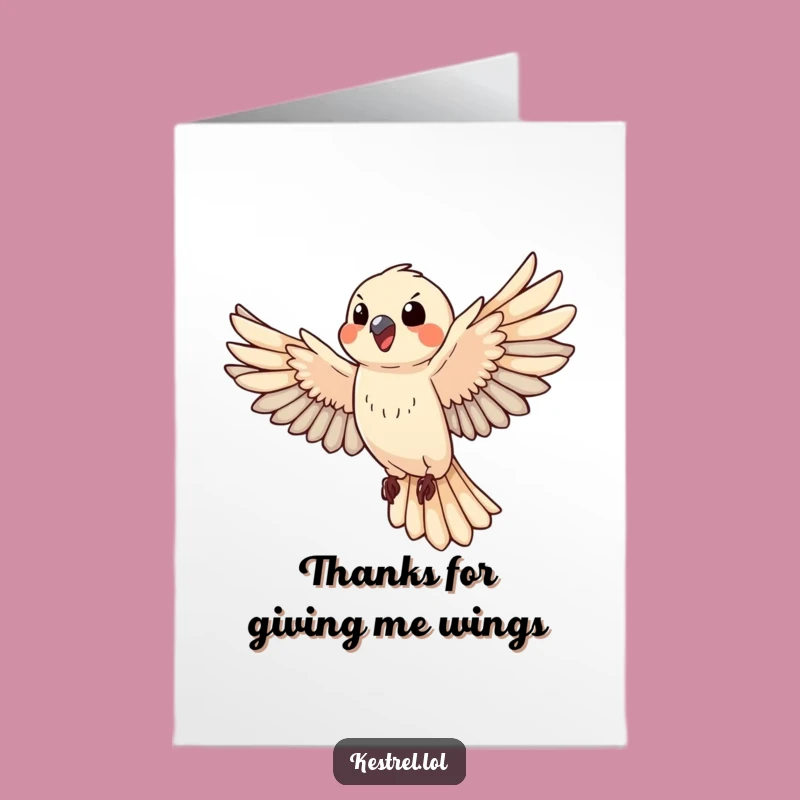 Free Printable Thank You Card: Happy Kestrel, Cheerful Downloadable Gift for Appreciation
