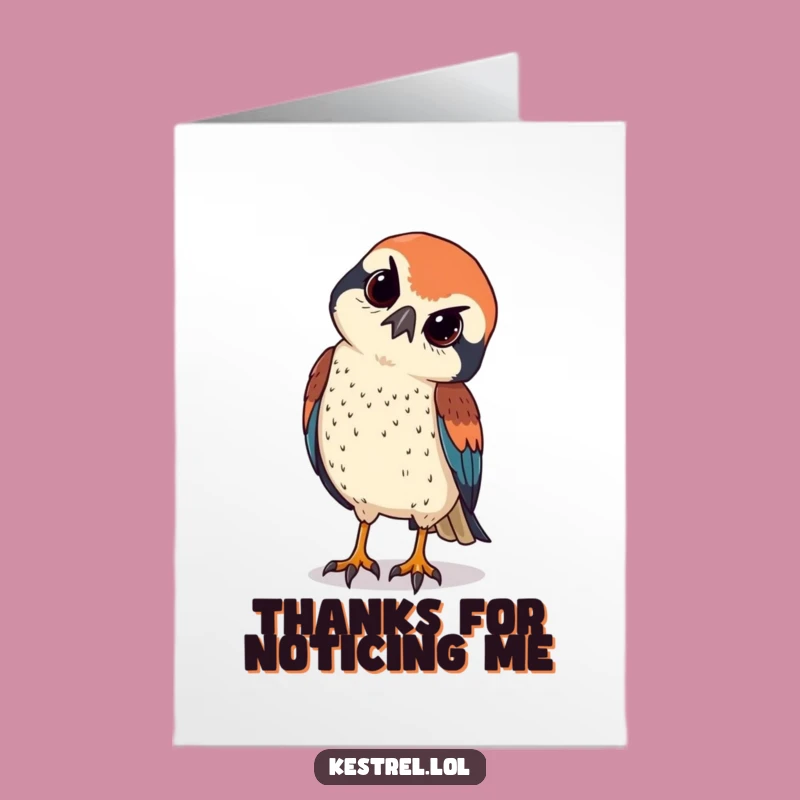 Free Printable Kestrel Thank You Card: Curious Bird Downloadable Gift for Thoughtful Thanks!