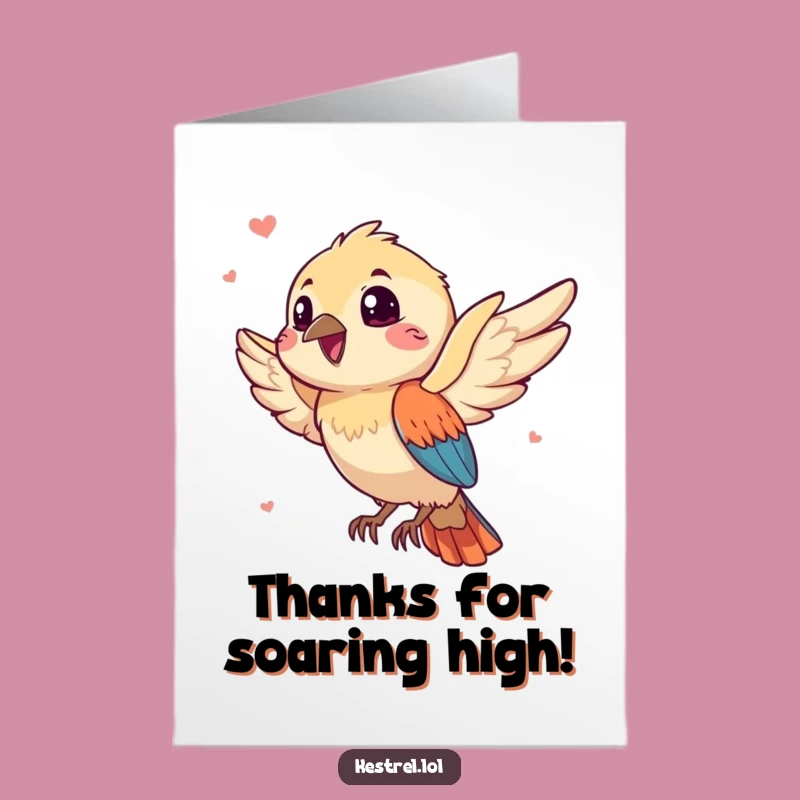 Free Printable Thank You Card: Gleeful Kestrel Breeze Funny Downloadable Kestrel Gift