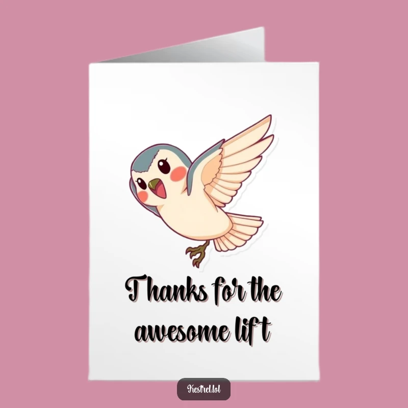Free Printable Kestrel Thank You Card: Funny Diving Bird Downloadable