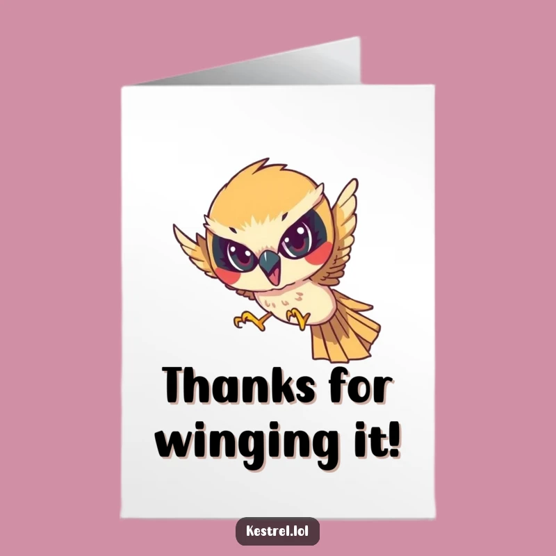 Free Printable Thank You Card: Diving Kestrel, Funny Downloadable Appreciation