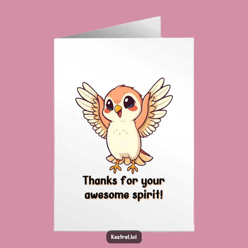 Free Printable Thank You Card: Energetic Kestrel Expresses Gratitude, Downloadable Gift!