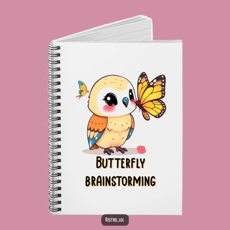 Funny Kestrel Notebook: Smiling at Butterfly - Nature Journal Gift