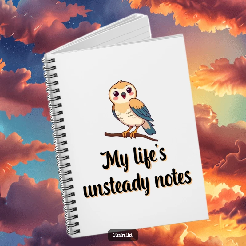 Funny Kestrel Notebook: A kestrel comically attempts to balance on a thin branch, ready to jot down funny observations.