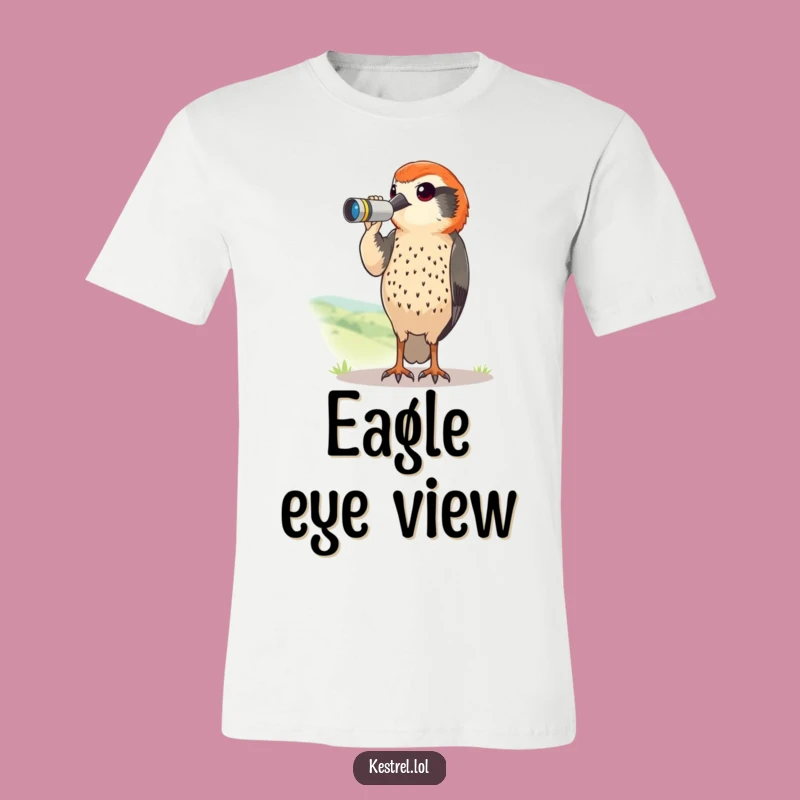 Funny Kestrel Binoculars T-Shirt: Comical Birdy Explorer Gift