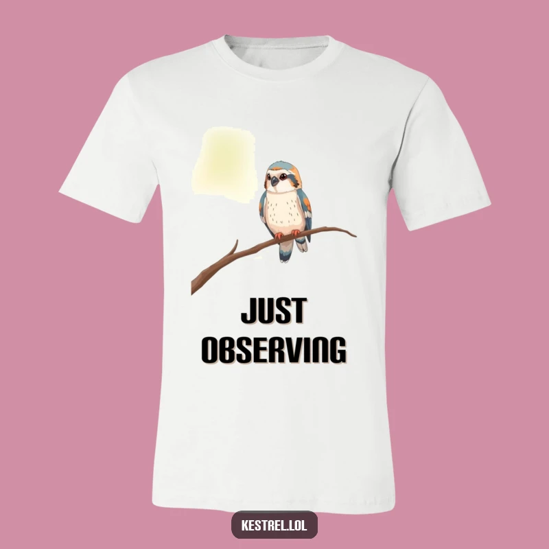 Funny Curious Kestrel T-Shirt - Perched Observer Style