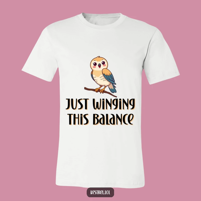 Funny Kestrel Balancing T-Shirt: Comical Bird Apparel, Perfect Hilarious Gift