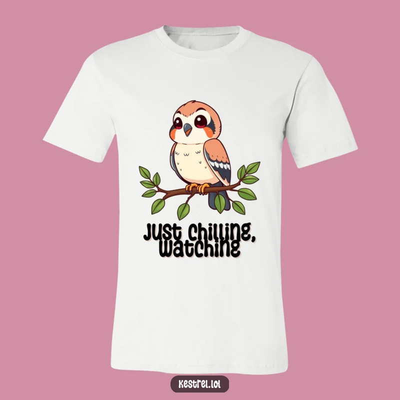Funny Happy Kestrel T-Shirt: Perched Bird Watching Tee, Nature Humor