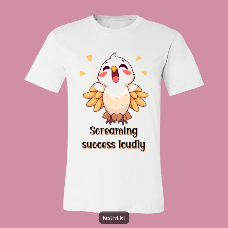 Funny Triumphant Kestrel T-Shirt: Celebrate Wins Bird Tee Gift