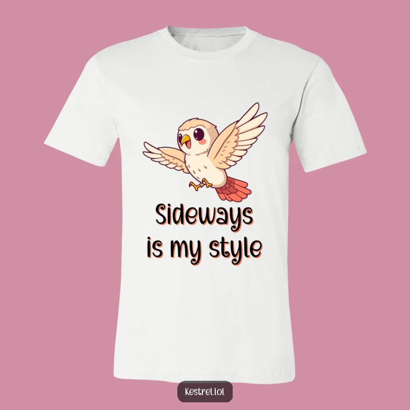 Funny Kestrel Soaring Sideways T-Shirt - Comical Bird Design for Gift