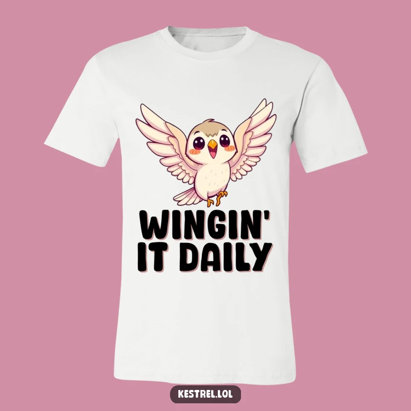 Funny Smiling Kestrel T-Shirt: Eager Soaring Wings Tee