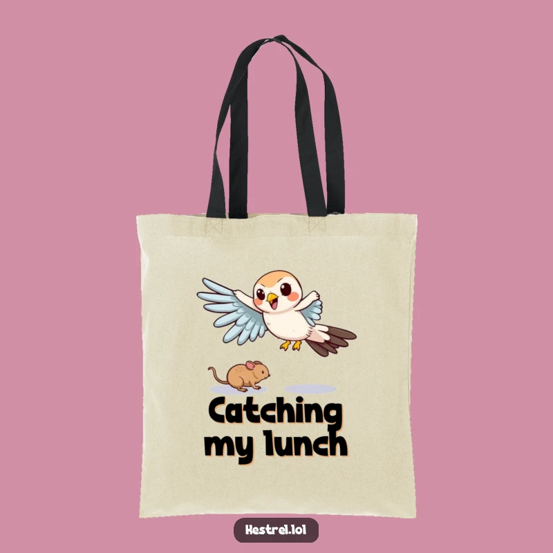 Funny Kestrel Mouse Chase Tote Bag - Comical Swoop Carry-All Gift