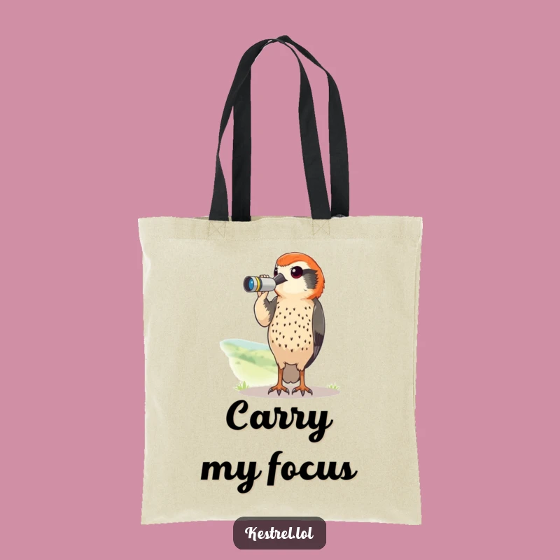 Funny Kestrel Binoculars Tote Bag: Comical Birdy Carry-All Gift