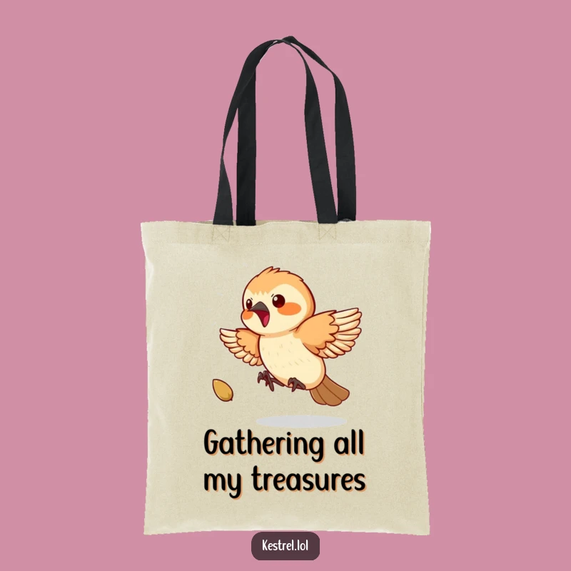 Funny Kestrel Seed Chase Tote Bag: Playful Bird Accessory, Ideal Funny Gift